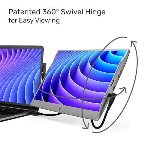 SideTrak Swivel 14" Portable Monitor for Laptop, Screen Extender with Patented Swivel Hinge, Attachable Travel Monitor, Dual Screen FHD Display, USB-C® & HDMI, (Dark Gray) - color: Dark Gray 14 inch