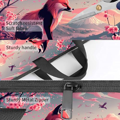 Laptop Bag,14 15 15.6 inch Laptop Case Sleeve,Computer Sleeve with Handle for Women Men,Carrying Case for MacBook,Dell,Lenovo,Notebook Computer,Pink Flower Fox - color: Pink Flower Fox