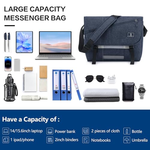 OIWAS Messenger Bag for Men, 15.6 Inch Laptop Crossbody Bags Women Casual Satchel Shoulder Bag College Travel Office Briefcase - color: Blue, size: 15.6 Inch