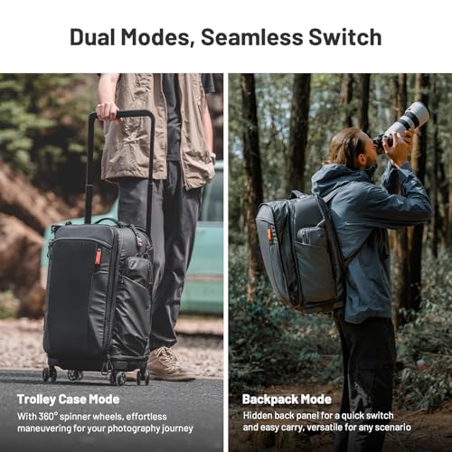 PGYTECH 2-in-1 Roller Camera Backpack Camera Bag for Travel Photographers | Photography Backpack Rolling Luggage with Tripod & Removable Modular & Rain Cover, Compatible with Canon, Nikon, Sony