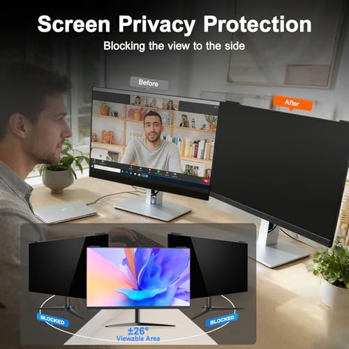 2 Pack 27 Inch Computer Privacy Screen Filter, 9H Hardness Anti-Scratch Shield for 27" Widescreen Monitor(16:9), Hanging Design for Open Office & Cubicle, Reduce Blue Light & Eye Strain - size: 2 Pack 27" (16:9)