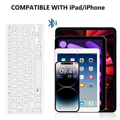 TaIYanG Bluetooth Keyboard for iPad Wireless Keyboard Compatible with iPad 10th/10.2(9th/8th/7th Generation), Air 5th/4th, Pro 11/12.9, 9.7, Mini and All Bluetooth Devices (White) - color: White