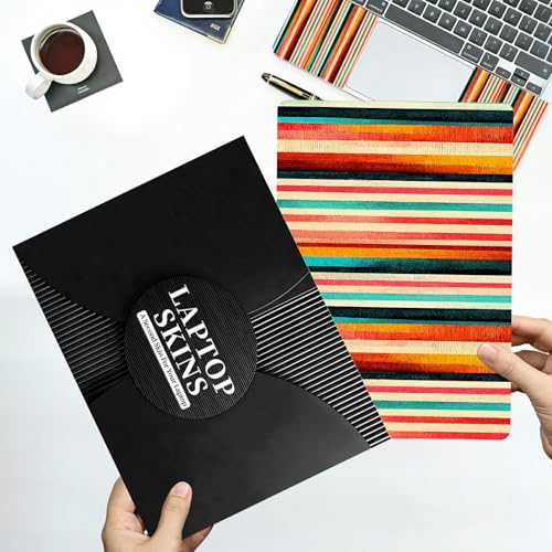 Universal Laptop Skin Sticker with 2 Wrist Pad Decals, 3-Piece Removable Vinyl Laptop Cover, Colorful Vertical Stripes Waterproof Anti-Scratch, Easy-Trim Fit for 13.3" 14" 15.6" Laptops - color: Colorful Vertical Stripes