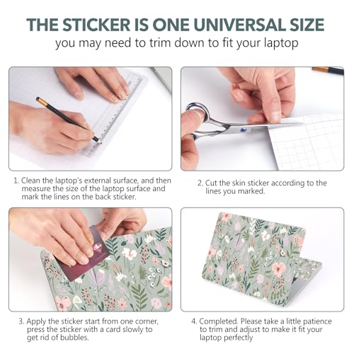 AIMSA Laptop Notebook Skin Sticker Cover Decal, 12 13 13.3 14 15 15.4 15.6 inch Laptop Vinyl Skin Sticker Netbook Cover Art Protector, Pink White Flowers Plants - color: Pink White Flowers Plants