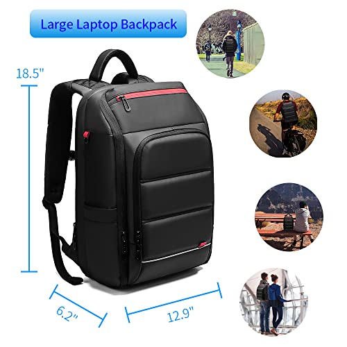 Laptop Backpack for Men,Multifunction Business 15.6 inch Laptop Backpack,with USB Charging Port Travel Bag, Black-03, Large