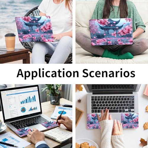 15.6 Inch Laptop Skin Sticker, Reusable Vinyl Cover Protector with 2 Wrist Pad Skins, Removable Waterproof Scratch-Resistant for 12-15.6 Inch Laptop Notebook,Cherry Blossoms - color: Cherry Blossoms