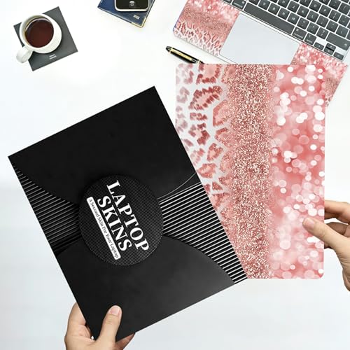 Universal Laptop Skin Sticker with 2 Wrist Pad Decals, 3-Piece Removable Vinyl Laptop Cover, Leopards Pink Waterproof Anti-Scratch, Easy-Trim Fit for 13.3" 14" 15.6" Laptops - color: Leopards Pink