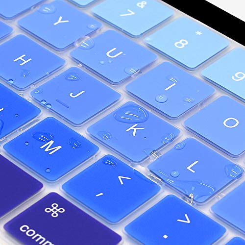 ProElife Blue Gradient Keyboard Cover Ultra Thin Keyboard Protector Skin for MacBook Pro with Touch Bar 13-inch 15-inch (Model A2159, A1989, A1990, A1706, A1707) (2019 2018 2017 2016) (Ombre Blue) | Ombre Blue, Ultra-Thin (0.26 mm), Silicone Protective Sk