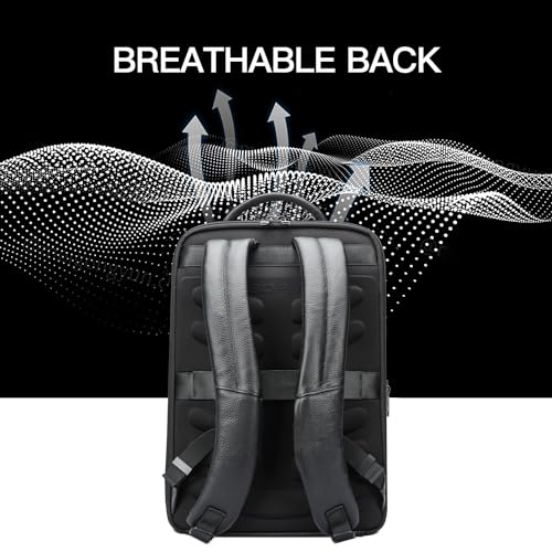 BOPai Genuine Leather Backpack for Men Multi-Function 15.6 inch Laptop Premium Executive Business Travel Friendly Smart Rucksack Anti Theft Large Capacity Office Classic Black - color: Black3