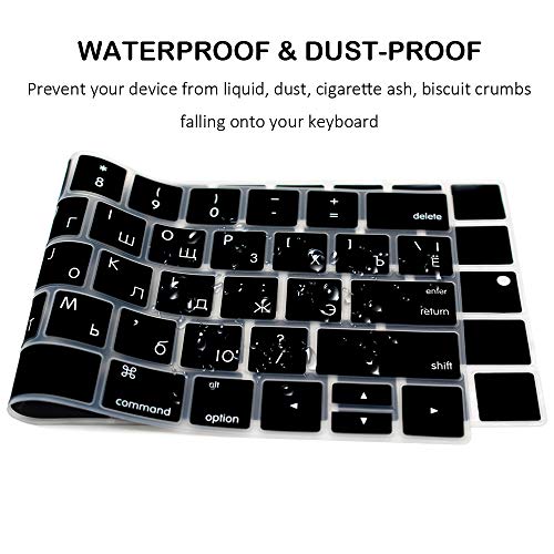 ProElife Russian Premium Ultra Thin Silicone Keyboard Protector Cover Skin for Apple MacBook Pro with Touch Bar 13" 15" (Model A1706, A1707, A1989, A1990, A2159) (2016 2017 2018 2019 Release) (Black) - color: Russian-black