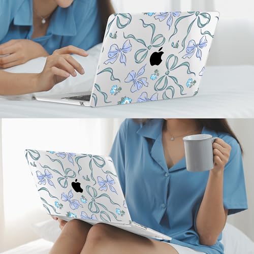 Mektron for 2026/2025/2024/2023 MacBook Air 15 INCH M5 A3448 /M4 A3241 /M3 A3114 /M2 A2941 Case, Printed Plastic Hard Shell Cover with 15.3" Liquid Retina Display Touch ID, Bows C355 - color: Bows C355