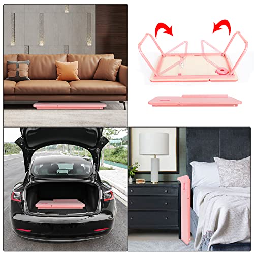 Laptop Bed Desk for Couch, 5-Angle Adjustable Laptop Bed Table for Adults | Foldable Lap Desk for Adults with Cup Holder, Bed Desk for Laptop and Writing,Working,Eating,Bed Tray Table for Laptop, Pink