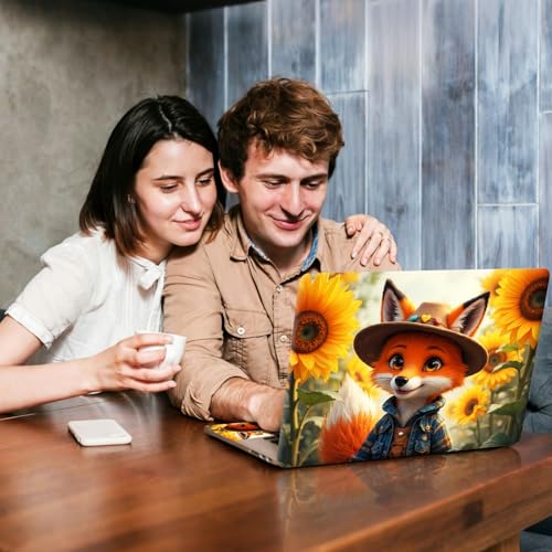 Universal Laptop Skin Sticker Decal, Compatible with MacBook HP Dell Lenovo 12"-15.6", Reusable Vinyl Notebook Cover 3PCS Set, High-Recognition Film-Cute Fox in Cowboy Hat Outfit - color: Cute Fox in Cowboy Hat Outfit