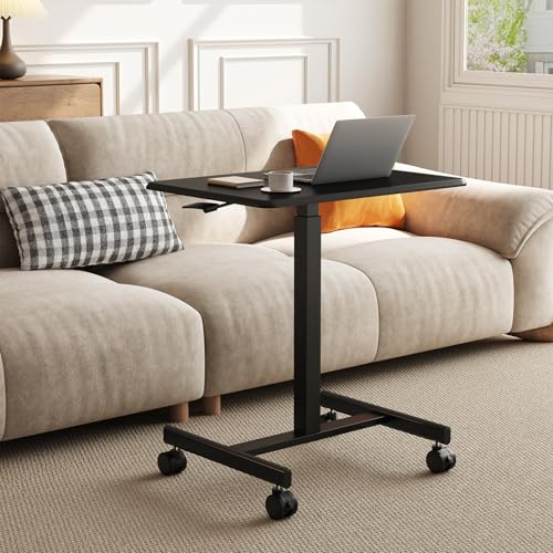 OLIXIS Mobile Rolling Desk with Wheels,Adjustable Laptop Desk, Black | Adjustable Rolling Design Creates a Flexible Workspace for Home Office - color: Black