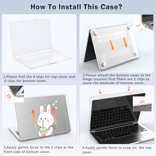 Compatible with MacBook Neo 13 inch Case 2026 Cute Kawaii Bunny | Release Model A3404 with A18 Pro Chip | Protective Hard Shell Matte Cover for MacBook Neo 13'' - color: Bunny A, size: MacBook Neo 13 inch