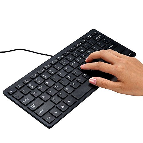 I Focus Mini 78 Keys Wired Keyboard - with Cover Computer keypad for Laptop MAC Windows 10/8 / 7 / Vista/XP(Black+Keyboard Film) - color: Black