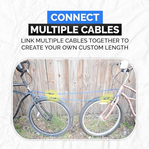 Bike Cable Lock Kit (2' or 4') with Resettable Combination, 4' | Weatherproof, Vinyl Coated, 10mm Security Cable, Mounting Bracket, Portable, Anti-Theft, Keyless, Bikes, Bicycles, Scooters - size: 4ft