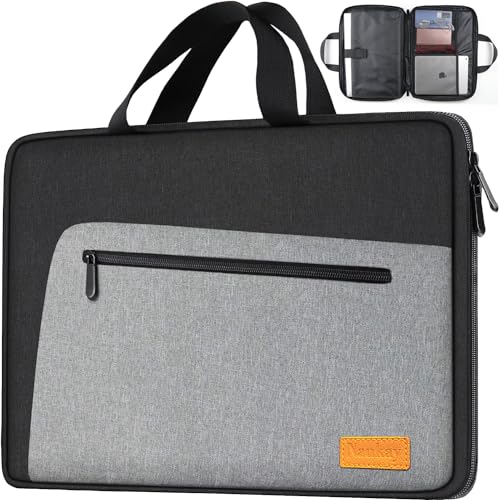 Laptop Sleeve, Slim Durable Notebook Computer Protection Case Business Briefcase Handle Bag Compatible with 14 15 15.4 inch MacBook Pro HP Dell Acer Asus Chromebook, Black/Grey - size: 15 Inch