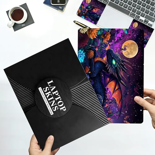 Universal Laptop Skin Sticker with 2 Wrist Pad Decals, 3-Piece Removable Vinyl Laptop Cover, Color Cute Dragon Waterproof Anti-Scratch, Easy-Trim Fit for 13.3" 14" 15.6" Laptops - color: Color Cute Dragon