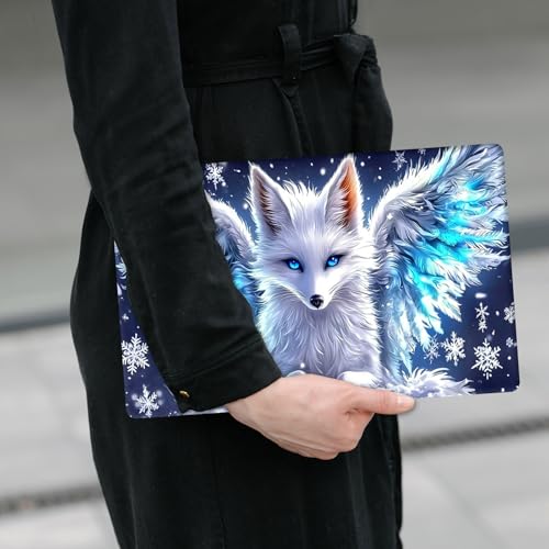 Laptop Skin Sticker Decal 12" 13" 13.3" 14" 15" 15.6",Waterproof Scratch Resistant Vinyl,Reusable Easy to Apply,for MacBook HP Dell Notebooks Netbooks Laptop,2 Wrist Pads,Cute White Fox - color: Cute White Fox