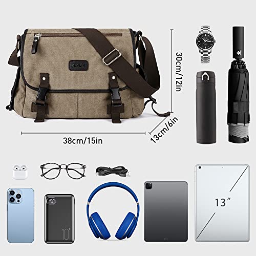 Messenger Bag Men,Waterproof Crossbody Bag,Satchel Shoulder Bag | Waterproof - color: A1-khaki