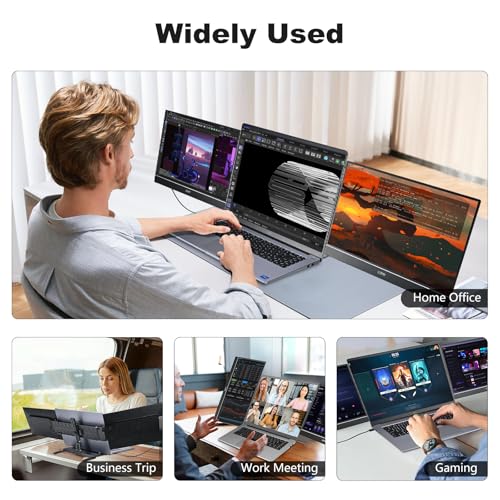 G-STORY Triple Laptop Screen Extender, 14" FHD 1080P Dual Monitor One Cable