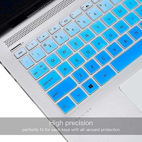 Keyboard Cover for HP Pavilion x360 14 & HP Laptop 14-dq 14-fq 14-cd/ce/cf 14-dk 14m-dh 14-dq0052dx 14-dq5043cl 14-fq1023cl 14-fq1074nr 14-dk0002dx 14-dh2011nr 14t-dq300 14m-cd0003dx 14-cf2112wm Skin - color: Ombre Blue