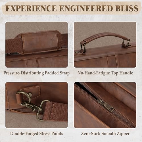 RAINSMORE 17.3 Inch Men's Messenger Bag, PU Leather Laptop Briefcase for Work, Office & Business Travel, Spacious Satchel Bag