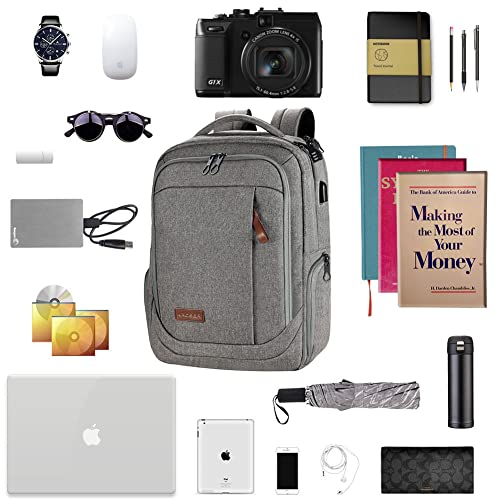KROSER Laptop Backpack Computer Backpack 17.3 Inch for Men/Women-Grey | Laptop with USB Charging Port Water-Repellent Travel Large Backpack Casual Daypack Business/College - color: A-grey-17.3"