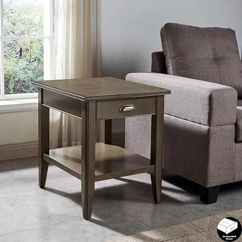 Leick Home Laurent End Table, 24", Smoke Gray - color: Gray / Pewter