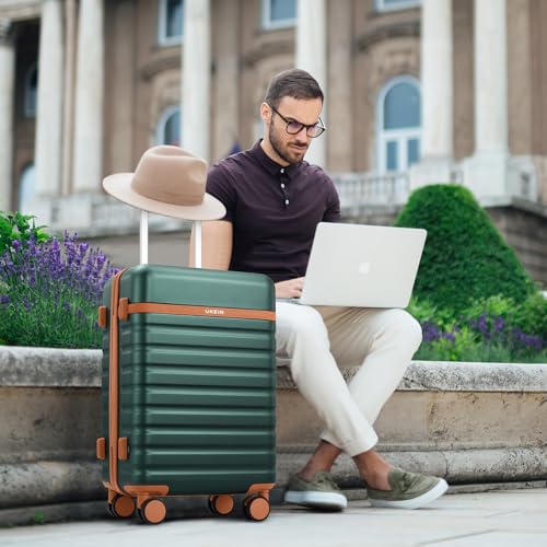 UKEIN Luggage Sets 3 Piece, PC Hardside Carry On Luggage 28Inch With Spinner Wheels with TSA Lock, Carry On Suitcase Set With Travel Backpack for Men (Green, 3 piece set (28inch)) - color: Green, size: 3 piece set (28inch)