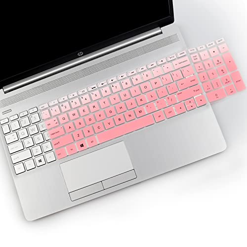 2PCS Keyboard Cover for HP Laptop 17-by 17-bs/ca, HP 17-by4633dx 17-by4065st by4011cy by1053dx by2053c by3053/3056cl by3613dx by0061st 17-bs011dx bs049dx bs021ds bs025cl bs049dx bs153cl 17-ca3035cl - color: Ombre Pink+Clear