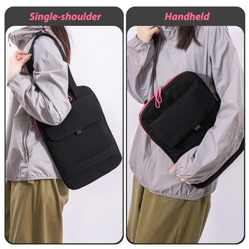15.6 Inch Puffy Laptop Sleeve with Handle, Vertical Quilted Laptop Shoulder Bag with Luggage Strap, Compatible with 14-Inch Laptops, MacBook Pro/Air/Neo M5/M4/M3, for Women Travel Work (Black) - color: Black