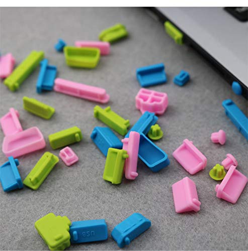16PCS Universal Computer Anti Dust Stopper/Plug, Soft Silicone Dustproof Laptop Port Covers Green - color: Green