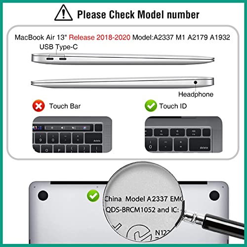 EooCoo for MacBook Air 13.3 inch Case with Keyboard and Screen Protector | Ultra Thin and Transparent, Hard Case Compatible with MacBook Air 13.3 inch M1 Chip 2021-2018 with Retina Display - color: Matte Black