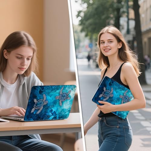 Universal Laptop Skin Sticker Decal, 12"-15.6" Aesthetic Vinyl Wrap, Blue Sea Turtles Waterproof Notebook Cover Art Protector for MacBook HP Dell Lenovo, Fits 13" 14" 15" 15.6" - color: Blue Sea Turtles