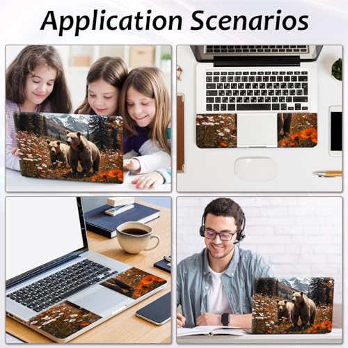 Laptop Skin 12.1-15.6 inch Removable Universal Reusable Laptop Sticker Decal,Waterproof No Residue Vinyl Cover,Scratch-Resistant Cuttable Full Wrap Sticker for Notebook, Wildflower Grizzly Bear - color: Wildflower Grizzly Bear