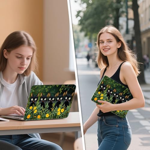 Universal Laptop Skin Sticker Decal, 12"-15.6" Aesthetic Vinyl Wrap, Black Cats Garden Waterproof Notebook Cover Art Protector for MacBook HP Dell Lenovo, Fits 13" 14" 15" 15.6" - color: Black Cats Garden