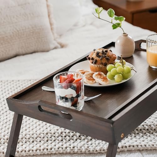 ROSSIE HOME Large Wood Bed Tray – Java Bamboo, Fits 15.6” Laptops - color: Java Bamboo, size: Large