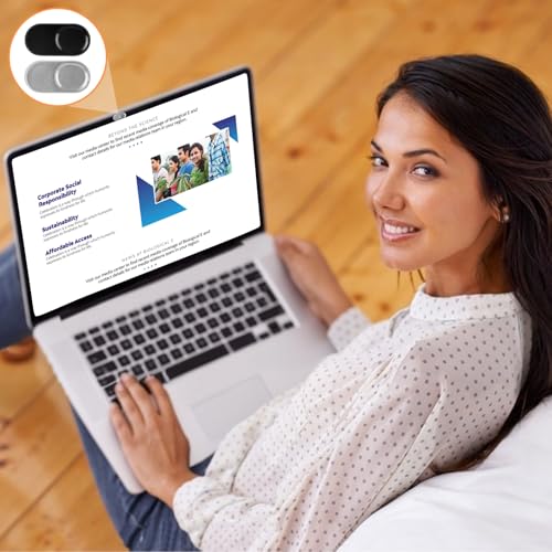 Ninsula 6 Pack Laptop Camera Cover Slide, 0.023 Inch Ultra-Thin Webcam Cover, Phone Camera Cover Fits Most Laptop, Desktop, PC, Tablet, Smartphone(Black and Silver)
