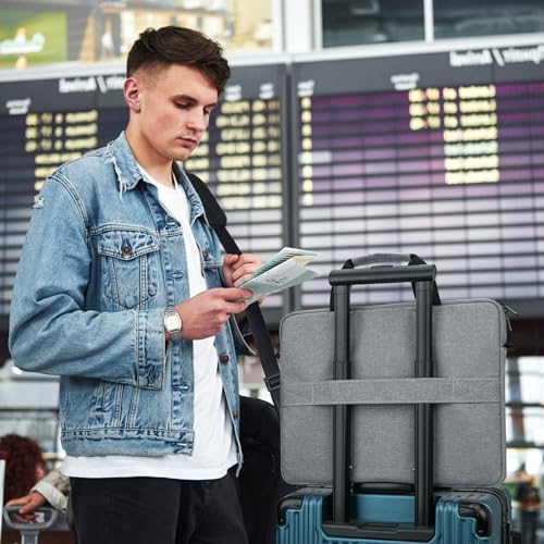 14-15 Inch Laptop Sleeve Bag Carrying Case Protective Computer Cover with Handle Shoulder Strap Compatible with 15 inch MacBook Air M5 M4 M3 M2 Acer ASUS HP Surface Dell Chromebook, Gray - color: Gray, size: 14"-15"