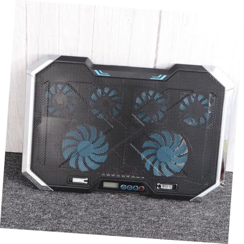 LABRIMP Adjustable Laptop Cooling Pad with Fans and RGB LED Display Silent Notebook Cooler Stand for Up to Laptops Height Settings USB Powered Computer Cooling Mat with Double-Sided