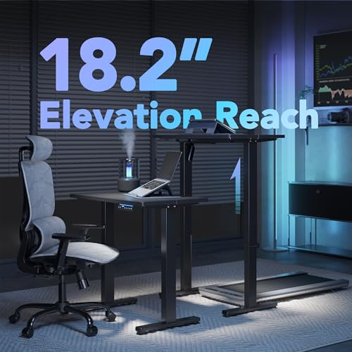 HUANUO 32" AI Smart Standing Desk with App-Synced Sedentary Reminders, Electric Height Adjustable Desk with Body-Data Ergonomic Presets, Voice Control Alexa/Google/Siri, 3 Memory Settings Table, Black - color: Black, size: AI-32" X 19"