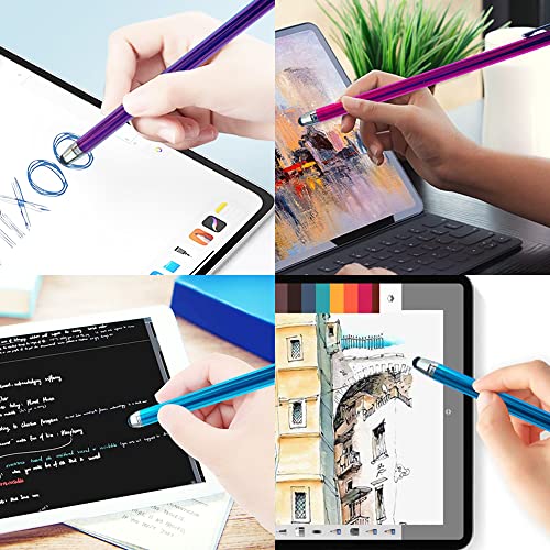 Bundle of 3-Pack 7.3" Extra Long Thin Tip High Precision Universal Capacitive Stylus Pens for Touch Screens and Microfiber Cloth (Purple, Hot Pink, Blue) - color: Purple, Hot Pink, Blue