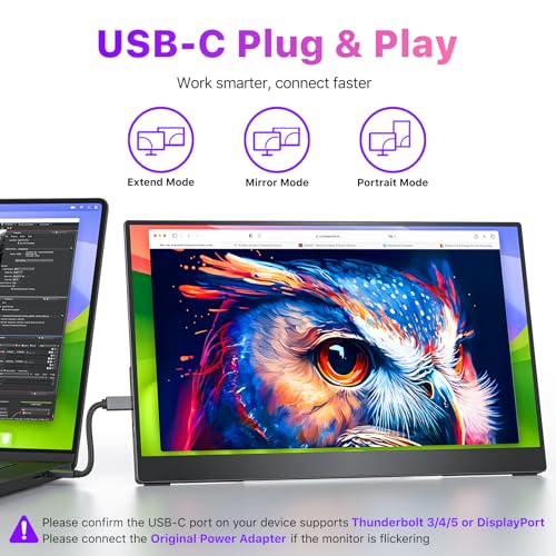 cocopar Portable Monitor 15.6 Inch 4K UHD 60Hz 145% sRGB Travel Monitor with Speaker HDMI USB-C Second Screen for Laptop MacBook Surface PC Xbox PS4/5, VESA Mountable, with Kickstand - size: 15.6 Inches