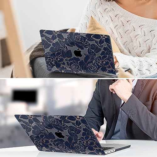 TWOLSKOO for MacBook Air 13 inch Case M5 2026 M4 2025 M3 M2 2024-2022 A3449 A3240 A3113 A2681, Plastic Hard Shell & Keyboard Cover & Screen Film for MacBook Air 13.6 inch Case, Elegant Roses - color: Elegant Roses X822