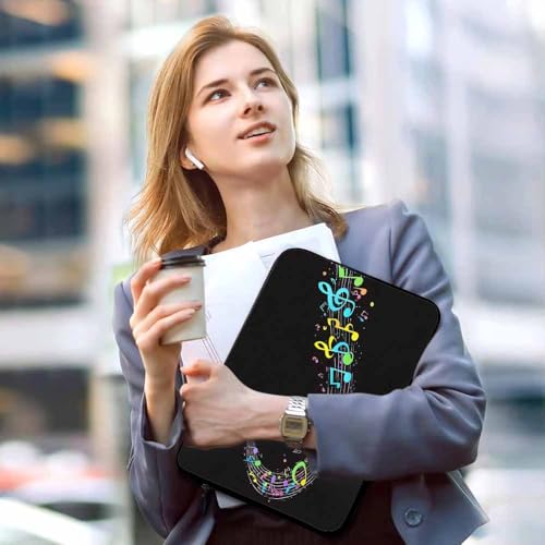 Laptop Sleeve Bag 15.4 15.6 Inch,Colourful Music Note Black Protective Polyester Computer Cases Laptop Cover Briefcase Bag Tablet Travel Cover - color: LPS-008