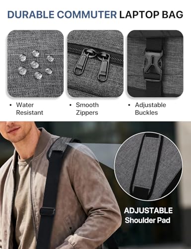 VX VONXURY Messenger Bag for Men, Fits 15.6-inch Laptop, Luggage Strap | Shoulder Satchel Bag for Work, 2 Large Compartments, Side Pockets, Water Resistant, Adjustable Buckles, Rugged Bottom - color: Dark Grey 15in Laptop Bag