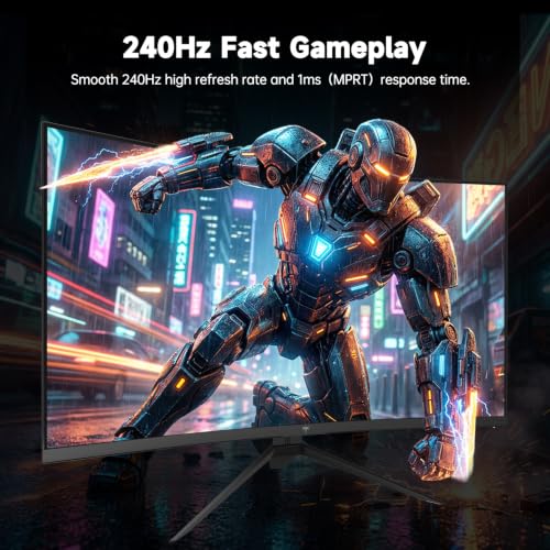 KTC 27 Inch 240Hz Curved Gaming Monitor, QHD 1440P 1000R Monitor, H27S25E | Adaptive Sync, 2500:1 Contrast, 2K Computer Monitor, DP 1.4, HDMI 2.0, VESA, Tiltable - color: Black, size: 27-inch