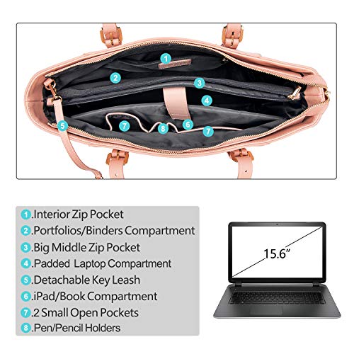 Professional Laptop Purse Tote Bag with Padded Compartment Fits Up to 15.6 Inch Computer, N°1-Pink - color: Pink